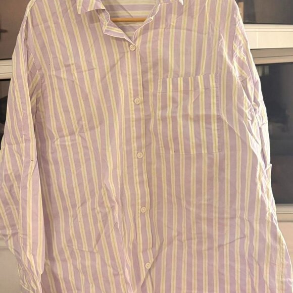 Oversized purple and white striped shirt #stripes - Picture 1 of 1